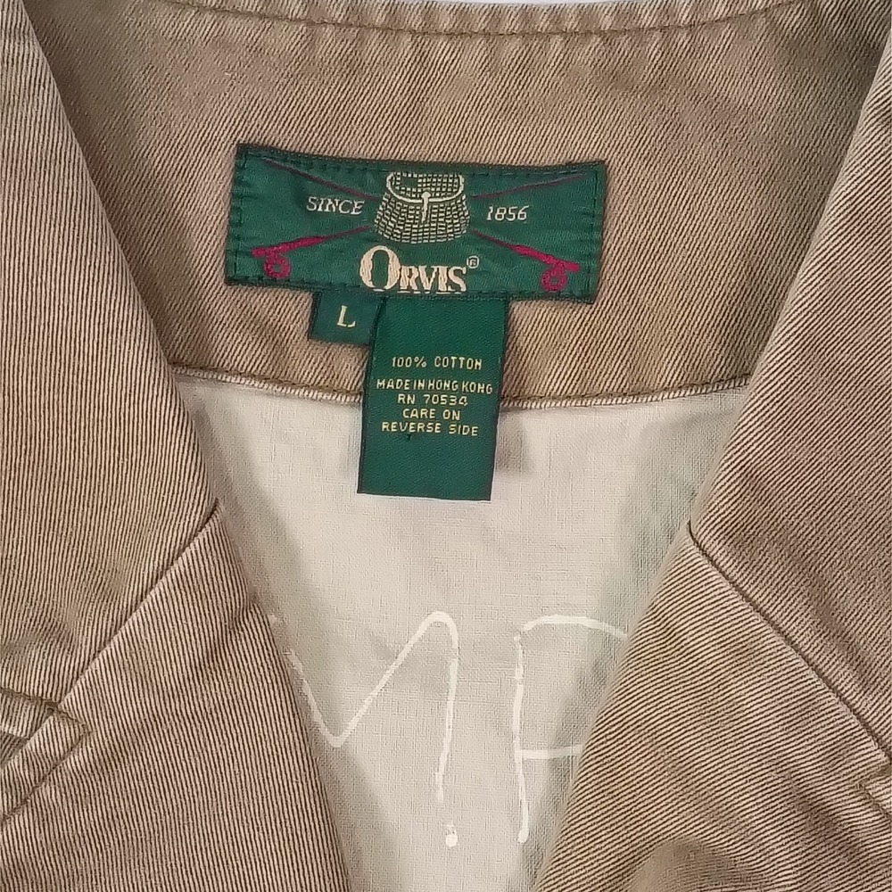 Orvis Mens Khaki Cotton Twill Button FrontWaistecoat Vest Size Large Tan - Picture 5 of 8